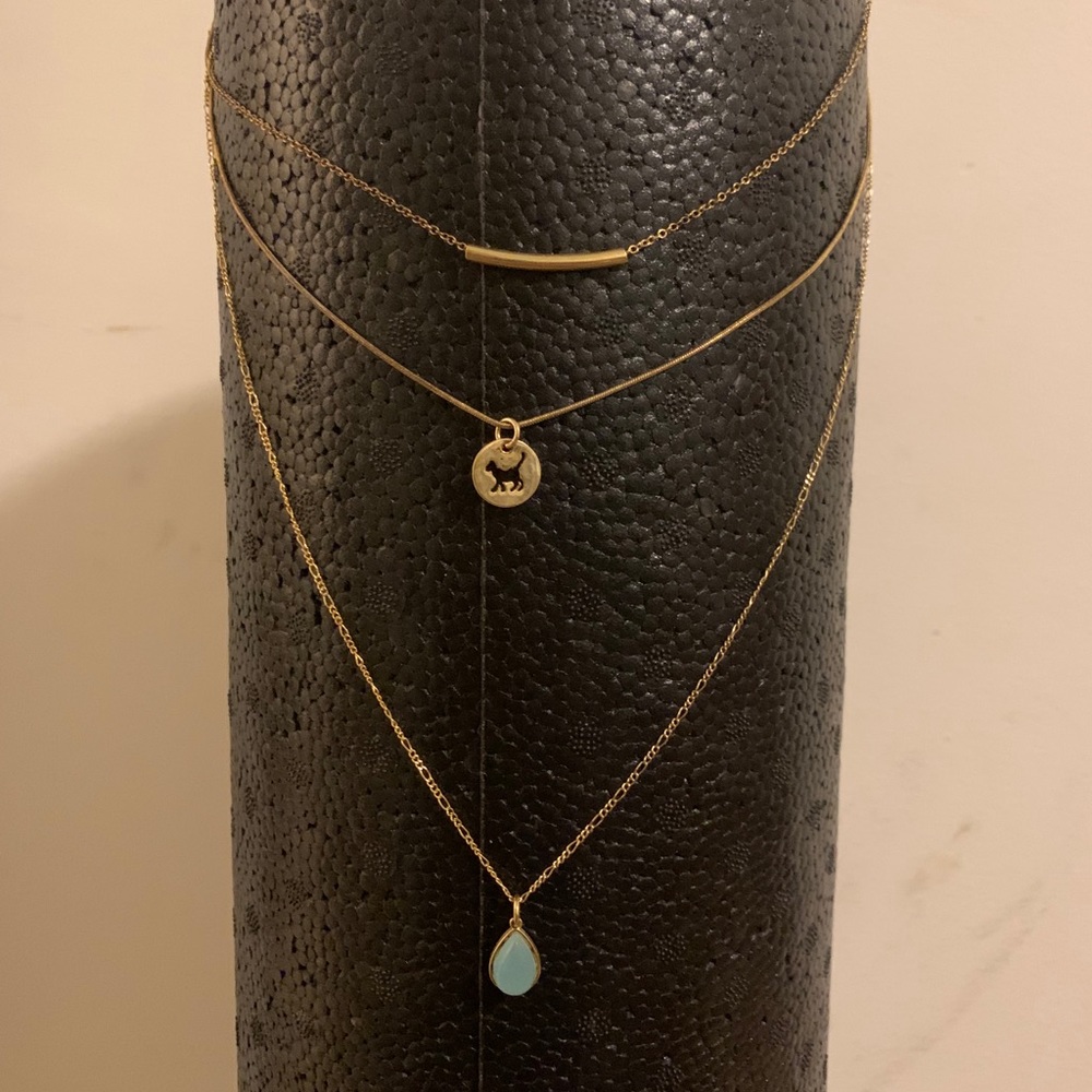 3-in-1 layered necklace with cat charm